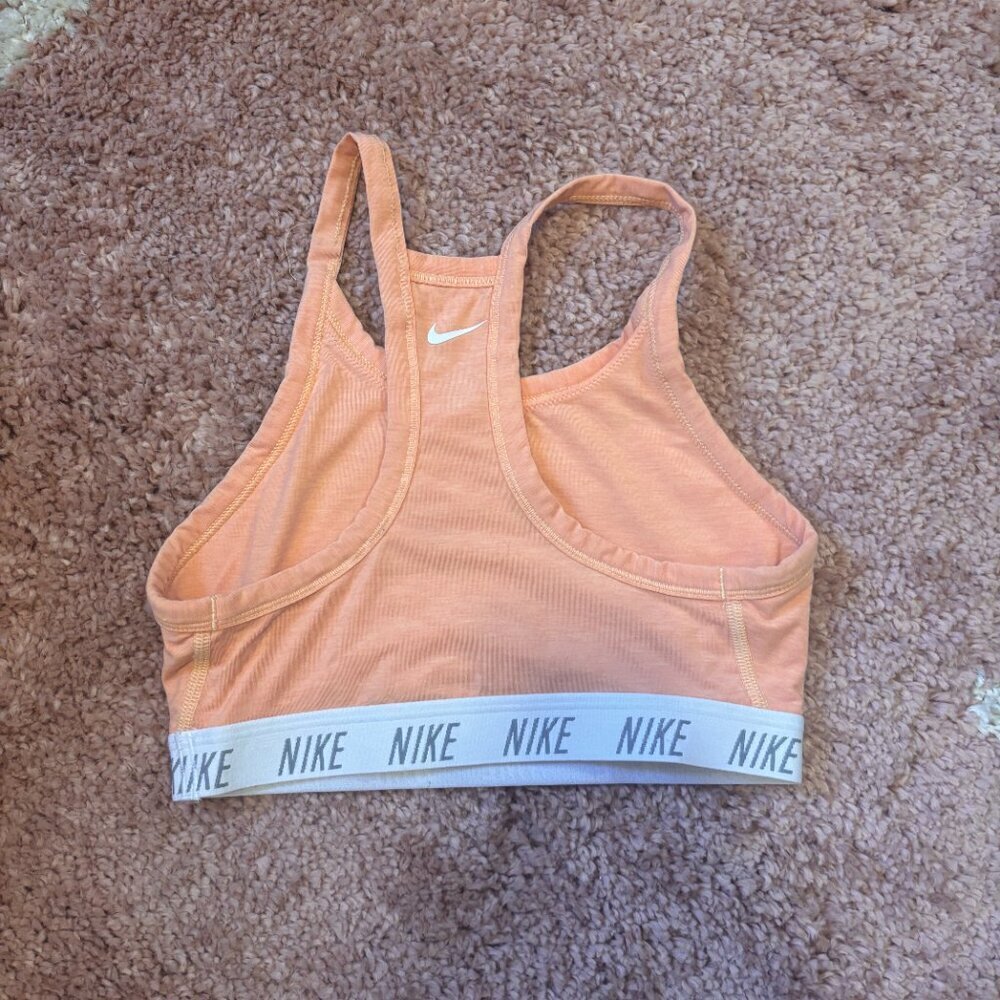 Nike Women's Swoosh Dri-Fit Soft Tee Sports Bra Light Coral/Orange Size Small - Picture 3 of 5